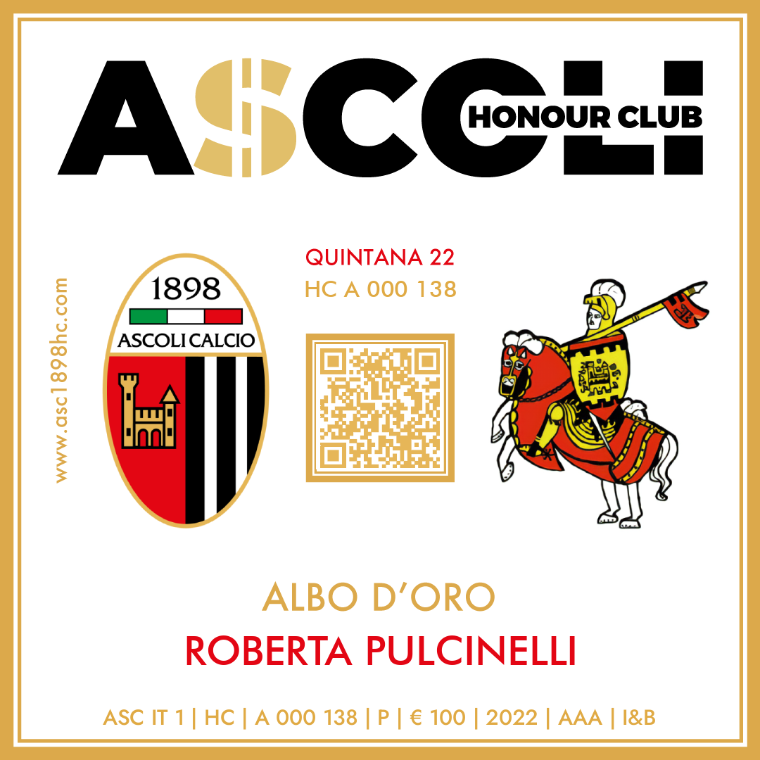 Ascoli Calcio 1898 Honour Club - Token Id A 000 138 - ROBERTA PULCINELLI